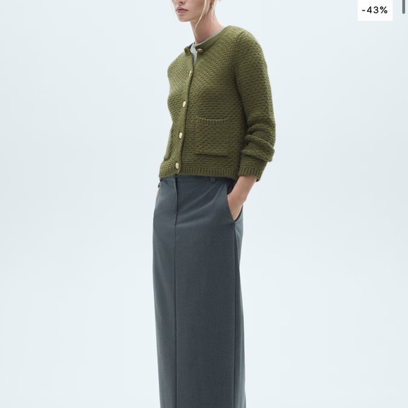 Mango Knit Cardigan Tweed Crop Gold Buttons size XS - Picture 5 of 12